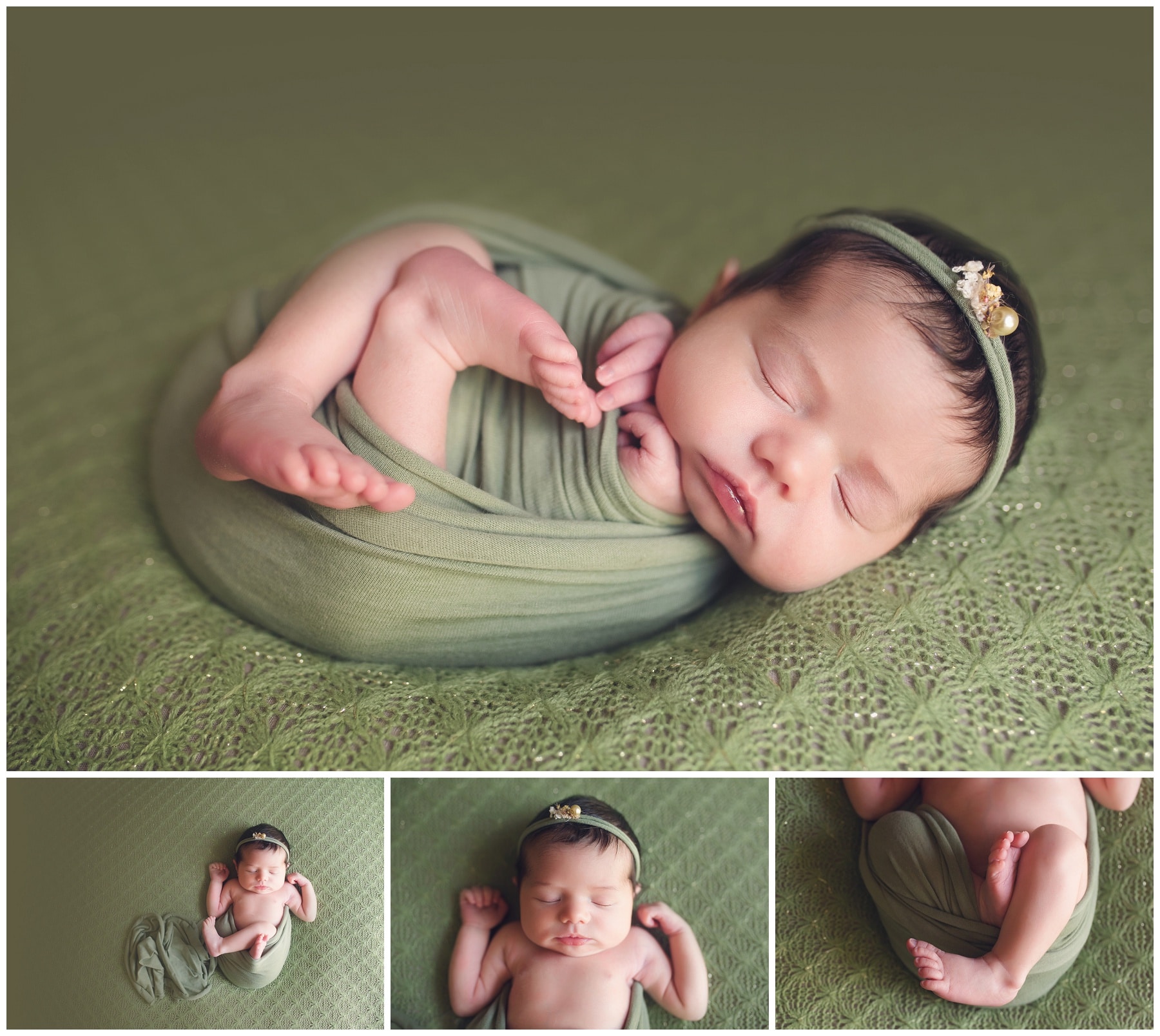 Newborn baby girl in green www.808photographyjax.com