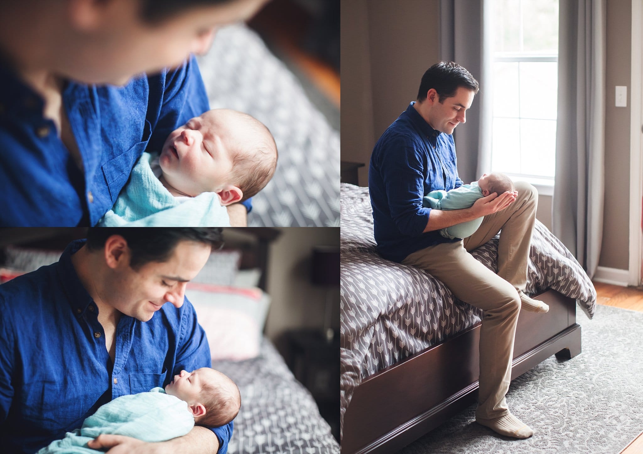 Jacksonville Beach Newborn Photograher in home newborn lifestyle session by 8.08 Photography. Mom dad and big brother with new baby