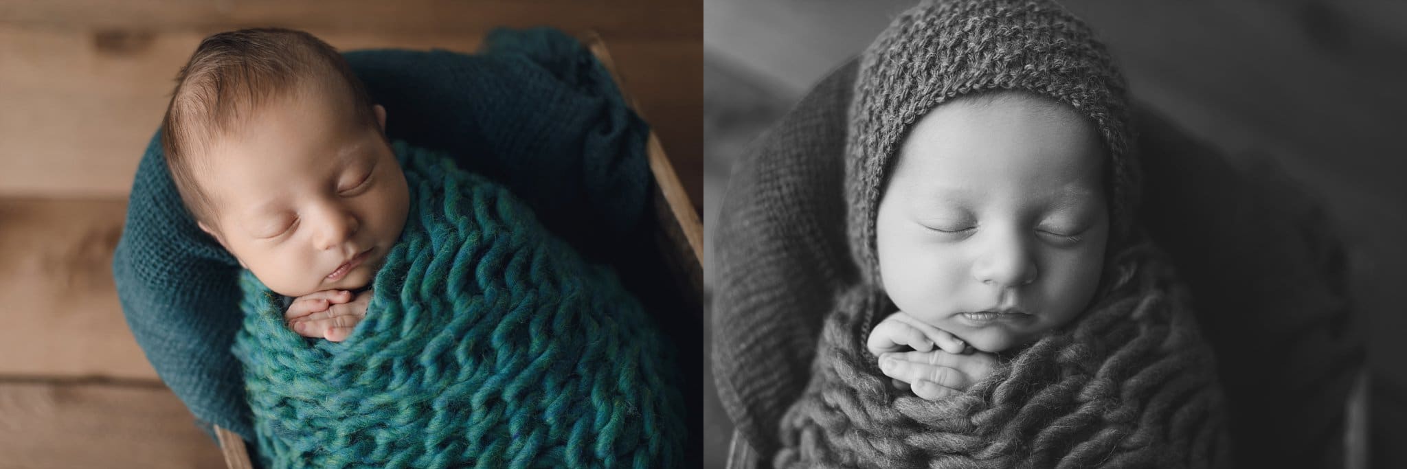 baby photography newborn baby boy swaddled in green and wearing green bonnet