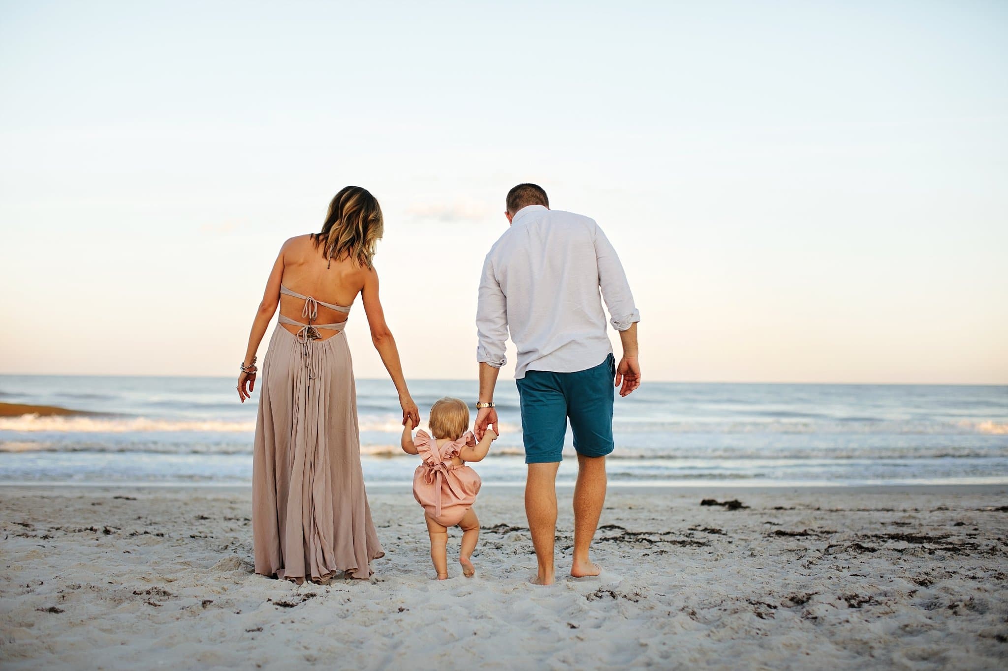 beautiful family of 3 beach photography session Ponte Vedra Fl