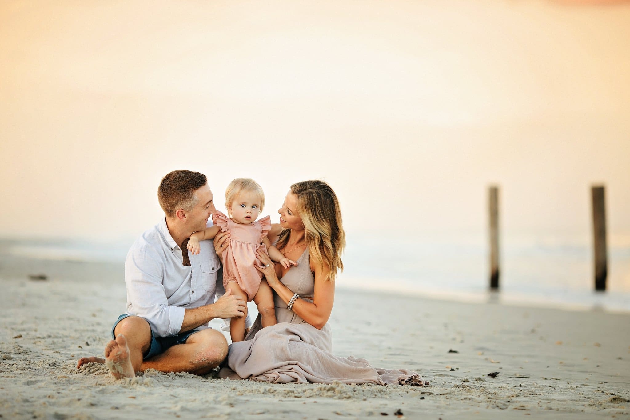 beautiful family of 3 beach photography session Ponte Vedra Fl
