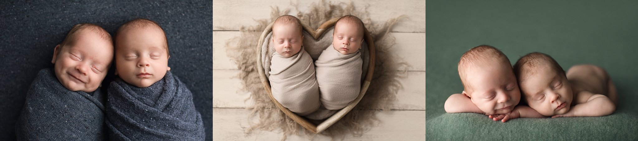 Sweet Baby Photos twin baby boys swaddled sleeping in heart shaped bow