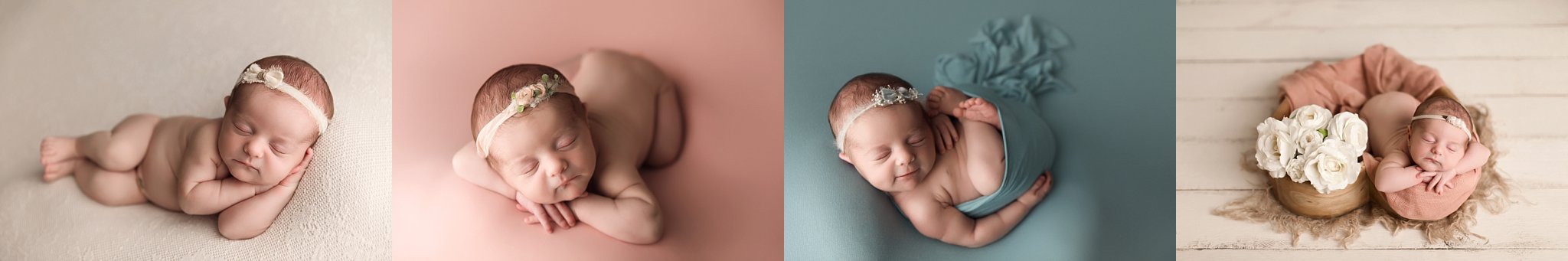 beautiful baby girl newborn photo session sidelying foreward facing egg wrap heart bowl