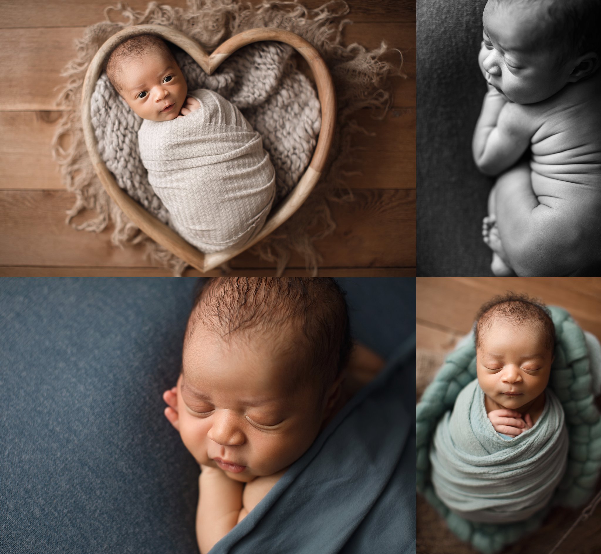 Sweet Baby Photos african american baby boy newborn photo shoot blue background heart bowl prop